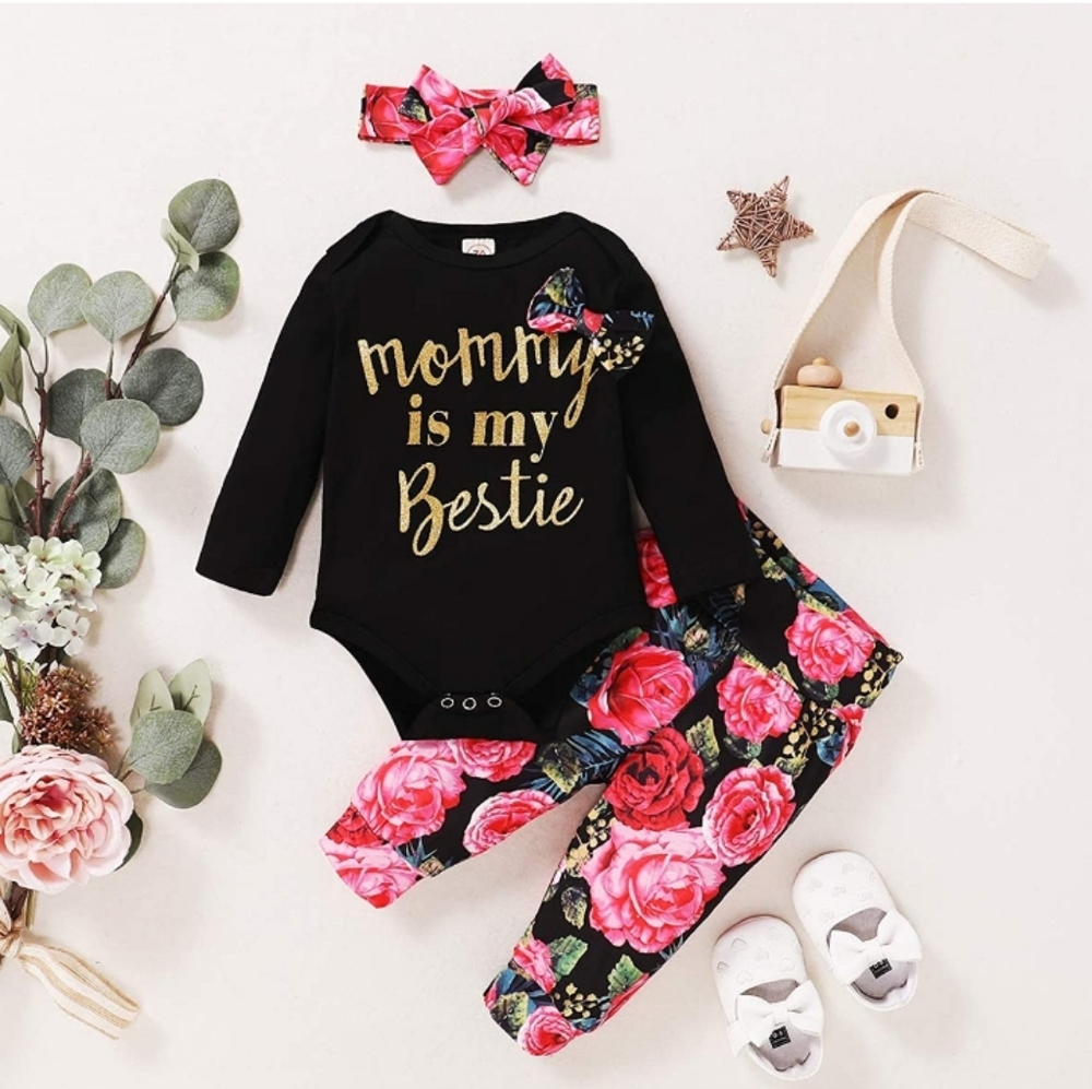 New born baby girl clothes outfits ruffle pant Set